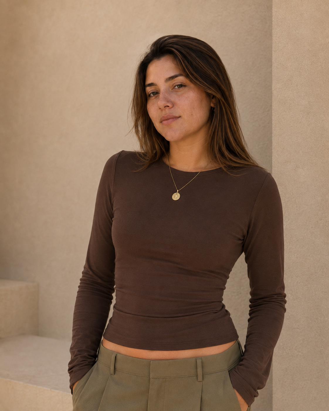 Camiseta Aura color Coffee, vista frontal